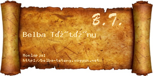 Belba Tétény névjegykártya
